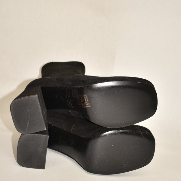 $550 MARC JACOBS ROSS SUEDE BLACK CHUNKY HEEL PLATFORM SOCK BOOTIE 37 (MD12) - Picture 6 of 7